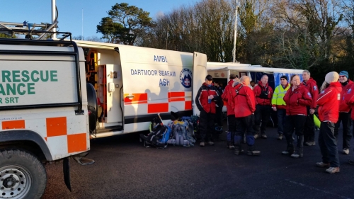 Dartmoor Rescue volunteers searching at Ivybridge on the edge of Dartmoor
